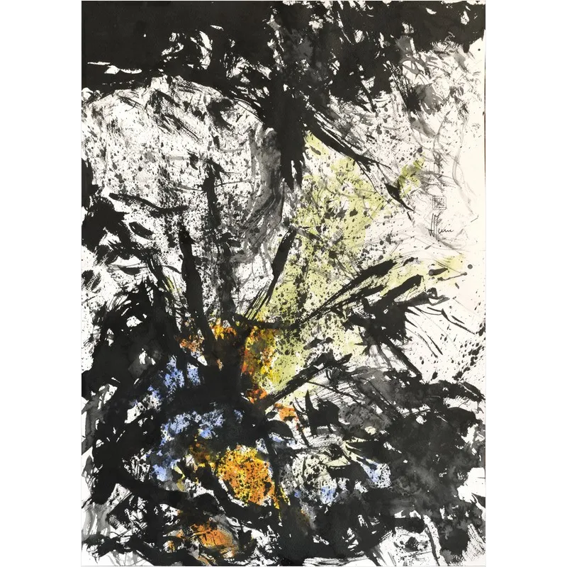 Composition n°2980. Format 70 x 50 cm. Œuvre abstraite de Jean-Jacques Marie sur papier