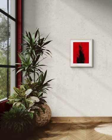 Création abstraite H221 rouge intense