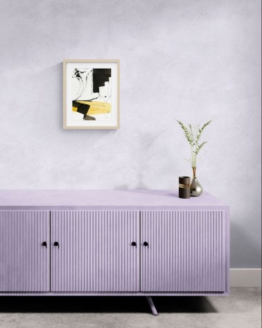 Composition n°1966. Format 40 x 30 cm. Œuvre jaune et noire