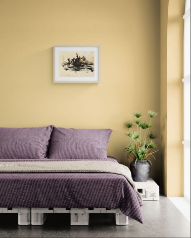 Composition n°2940. Format 30 x 40 cm. Encre noire sur fond ocre