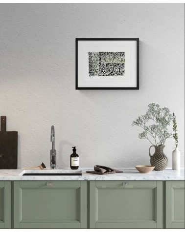 Création S031. Format 30 x 40. Encre noire et verte sur papier