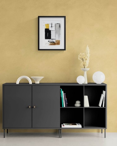 Composition n°1909. Format 40 x 30 cm. Œuvre noire, jaune et marron