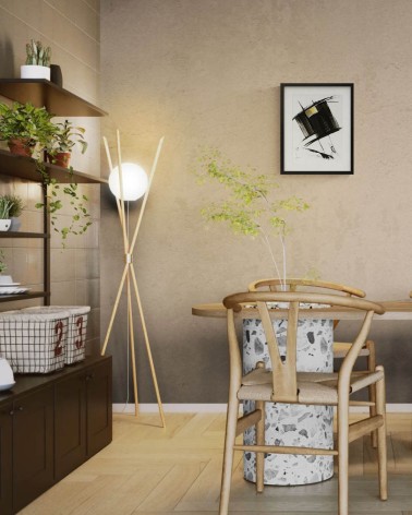 Composition n°1934. Format 40 x 30 cm. Œuvre noire et jaune