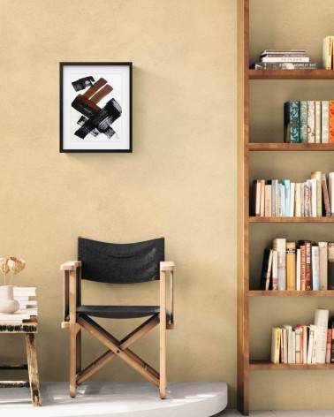 Composition n°1146. Format 40 x 30 cm. Œuvre avec traits noirs et bruns sur fond blanc