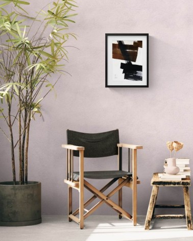 Composition n°1152. Format 40 x 30 cm. Œuvre avec traits noirs et bruns sur fond blanc