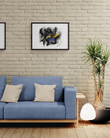 Composition G 103. Format 40 x 50 cm. Œuvre abstraite de Jean-Jacques Marie sur papier