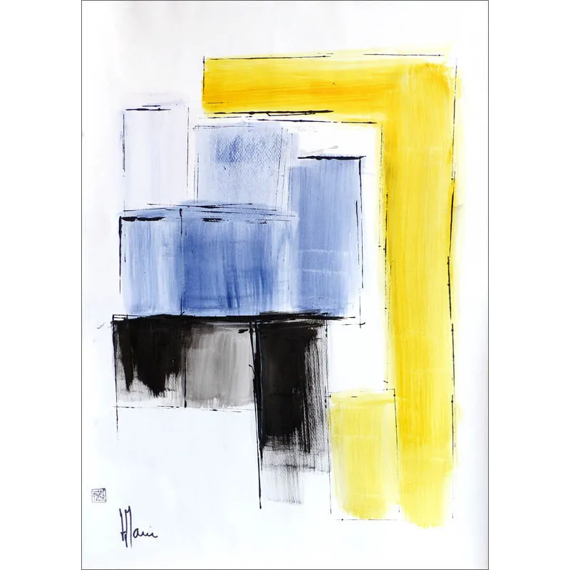 Composition n°2113. Format 70 x 50 cm. Œuvre abstraite de Jean-Jacques Marie sur papier