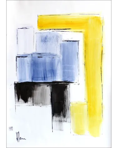 Composition n°2113. Format 70 x 50 cm. Œuvre abstraite de Jean-Jacques Marie sur papier