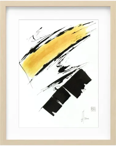 Composition n°1931. Format 40 x 30 cm. Œuvre jaune et noire