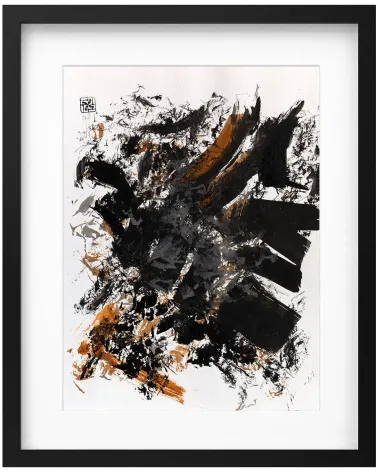 Composition n°2961. Format 40 x 30 cm. Œuvre abstraite de Jean-Jacques Marie sur papier