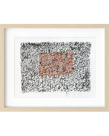 Création S045. Format 30 x 40. Encre noire et rouge sur papier