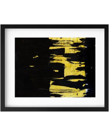 Composition n°1675. Format 30 x 40 cm. Œuvre jaune et noire
