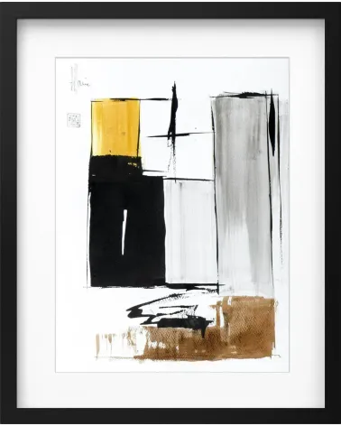 Composition n°1909. Format 40 x 30 cm. Œuvre abstraite de Jean-Jacques Marie sur papier