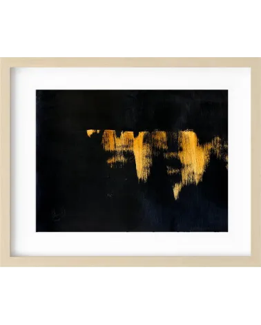 Composition n°1667. Format 30 x 40 cm. Œuvre jaune orangé et noire