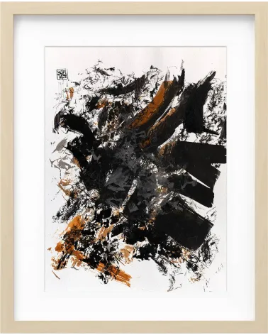 Composition n°2961. Format 40 x 30 cm. Œuvre abstraite de Jean-Jacques Marie sur papier