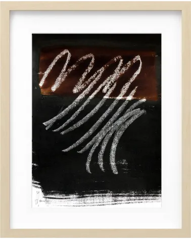 Composition n°985. Format 40 x 30 cm. Œuvre sur fond noir et brun