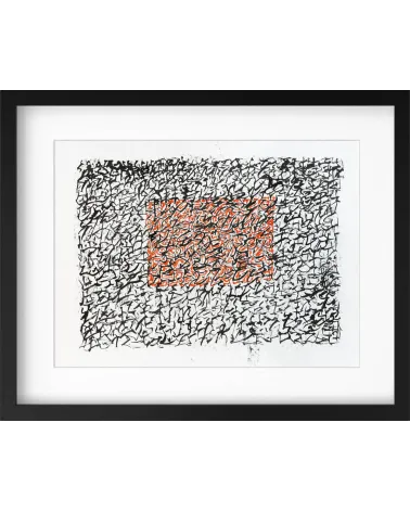 Création S045. Format 30 x 40. Encre noire et rouge sur papier