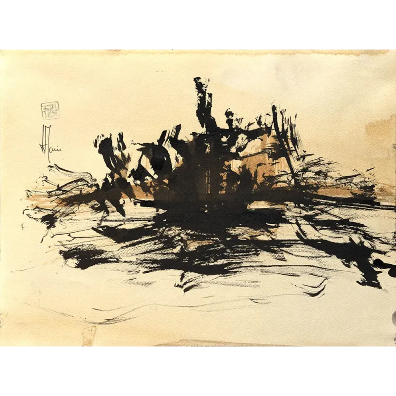 Composition n°2940. Format 30 x 40 cm. Œuvre abstraite de Jean-Jacques Marie sur papier