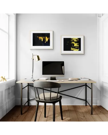 Composition n°1675. Format 30 x 40 cm. Œuvre jaune et noire
