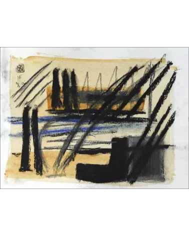 Composition G 061. Format 30 x 40 cm. Œuvre abstraite de Jean-Jacques Marie sur papier