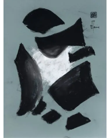Composition G 080. Format 40 x 30 cm. Œuvre abstraite de Jean-Jacques Marie sur papier