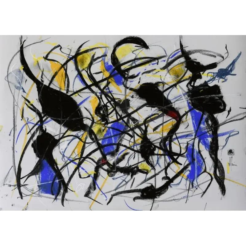 Composition G 104. Format 50 x 70 cm. Œuvre abstraite de Jean-Jacques Marie sur papier