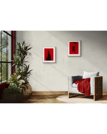 Création abstraite H221 rouge intense