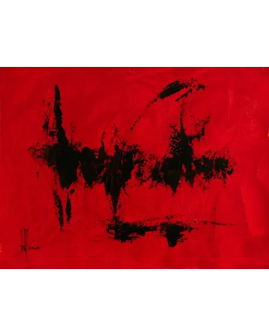 Création abstraite rouge et noir H222