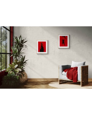 Abstraction rouge et noire H229