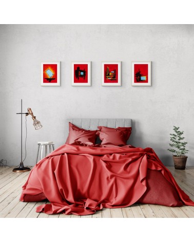 Composition  abstraite rouge H233