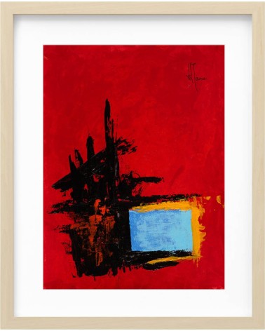 Création abstraite rouge, noir et bleu H234