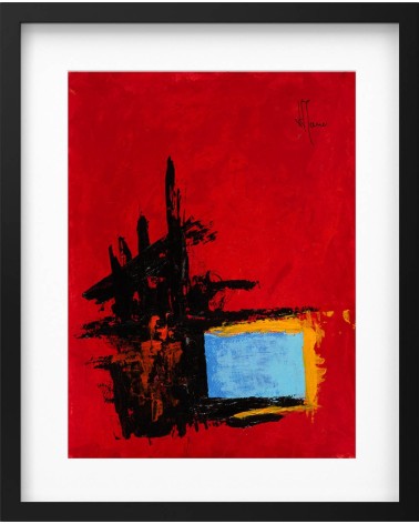 Création abstraite rouge, noir et bleu H234