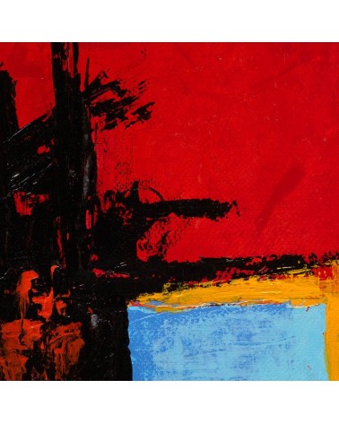 Création abstraite rouge, noir et bleu H234