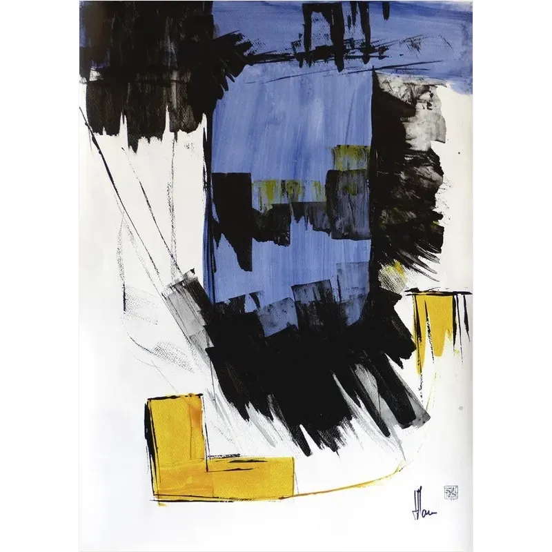 Composition n°2112. Format 70 x 50 cm. Œuvre abstraite de Jean-Jacques Marie sur papier