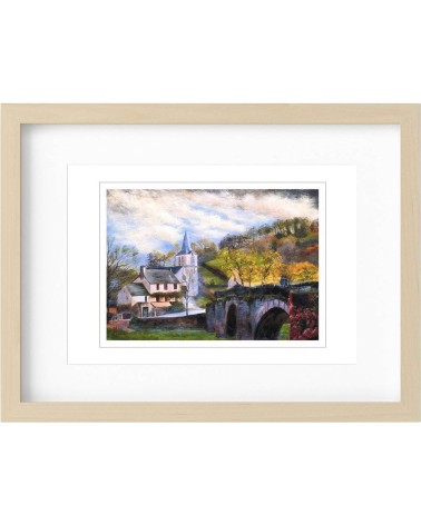 Belcastel, village d'Aveyron 1/85. Edition d'art numérotée avec cadre