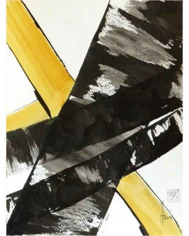 Composition n°2560. Format 32 x 24 cm. Œuvre abstraite de Jean-Jacques Marie sur papier