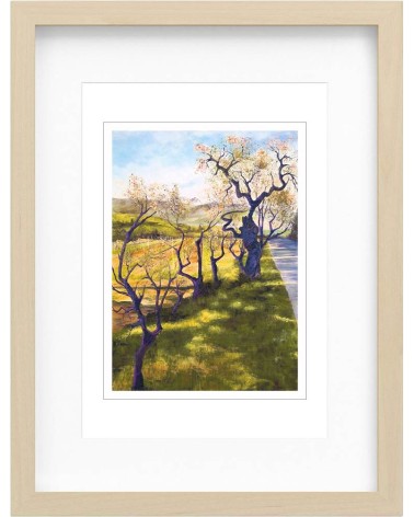 Amandiers dans les Alpilles 18/85. Edition d'art numérotée avec cadre